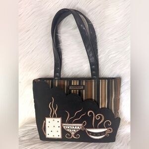 Longaberger Homestead Coffee Tea Cup Embroidered Mini Tote Handbag